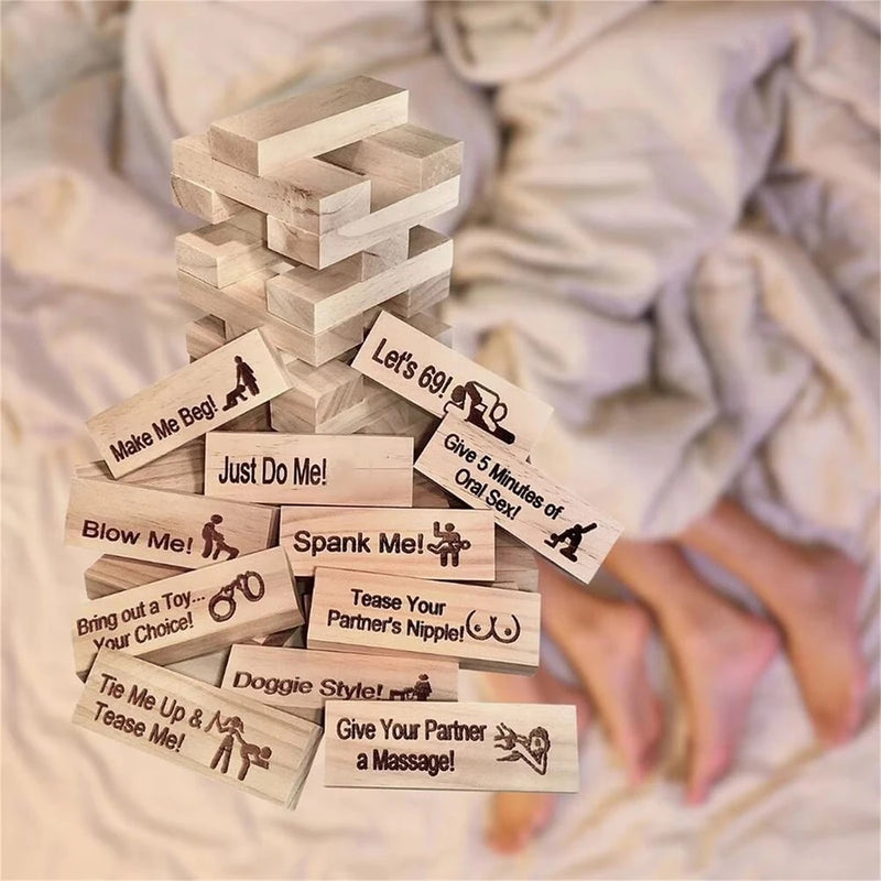 Valentine Tumbling Tower Stacking Blocks Game For Adults Couples Night Party