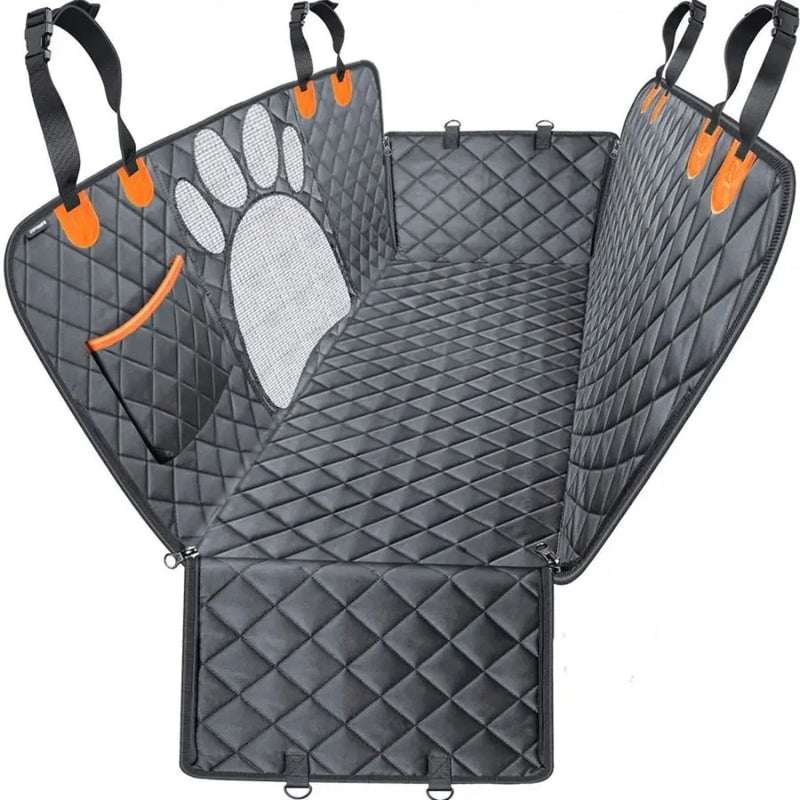 Universal Pet Seat Cover for Car Rear Seat with Visual Mesh Window and Side Zipper
