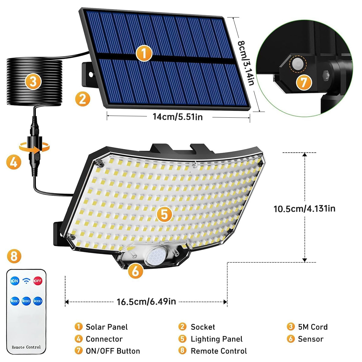 234LED Motion Sensor Outdoor Waterproof Security Solar Lights