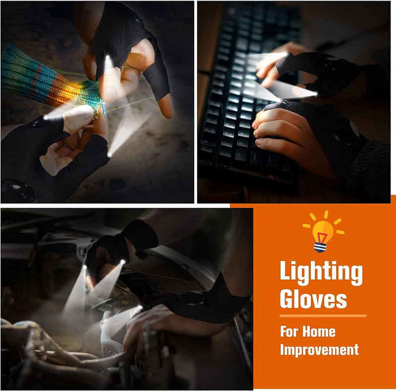 LED Half Finger Glove Outdoor Night Fishing Flashlight
