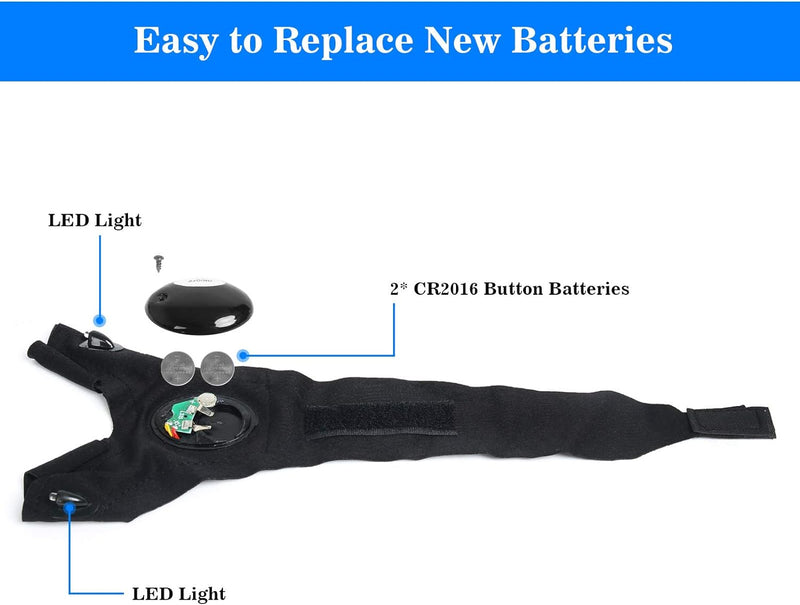 LED Half Finger Glove Outdoor Night Fishing Flashlight