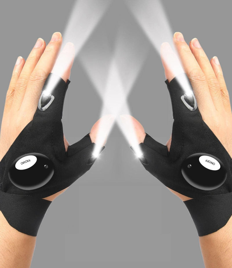 LED Half Finger Glove Outdoor Night Fishing Flashlight
