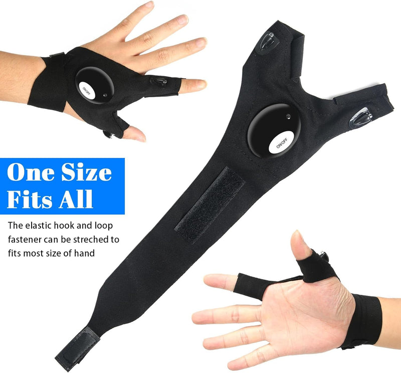 LED Half Finger Glove Outdoor Night Fishing Flashlight