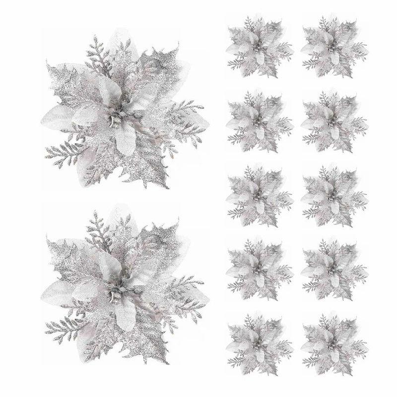 Christmas Glitter Artifical Flower Ornaments