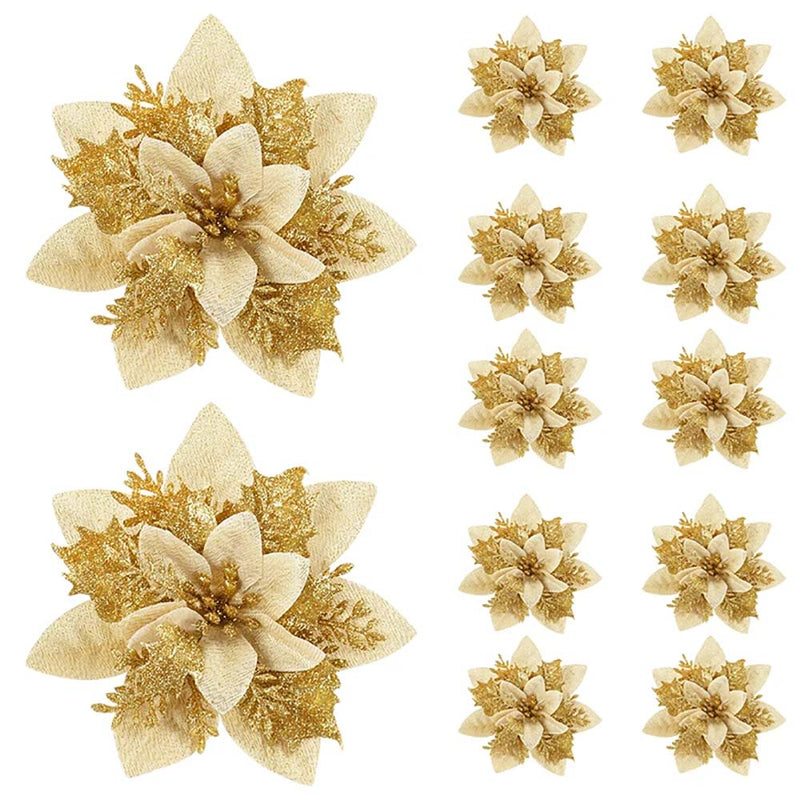 Christmas Glitter Artifical Flower Ornaments