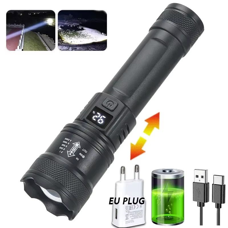 Rechargeable High Power Military Tactical Flashlight Telescopic Zoom Torch Lamp