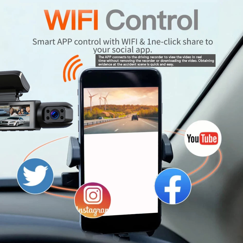 1080P WIFI Dual Camera Night Vision Dash Cam