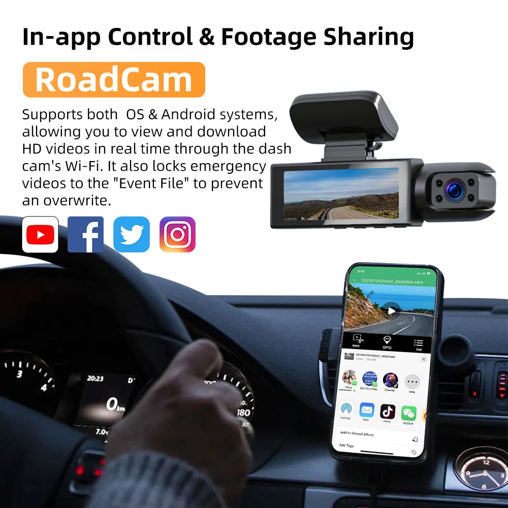 1080P WIFI Dual Camera Night Vision Dash Cam