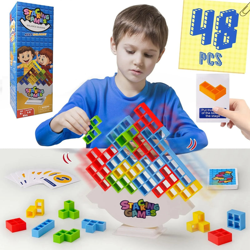 Balance Building Blocks Stacked Tetra Tower Game