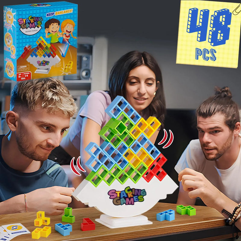Balance Building Blocks Stacked Tetra Tower Game