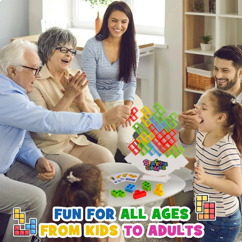 Balance Building Blocks Stacked Tetra Tower Game