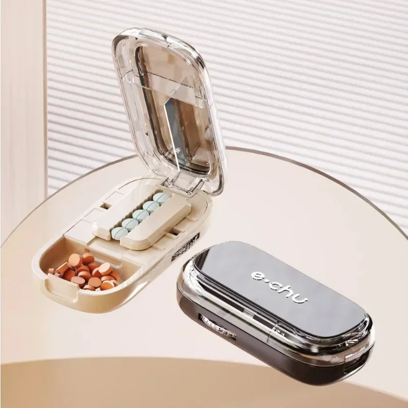 Portable Drug Tablet Medicine Dustproof Divider Organizer Crusher Pill Cutter