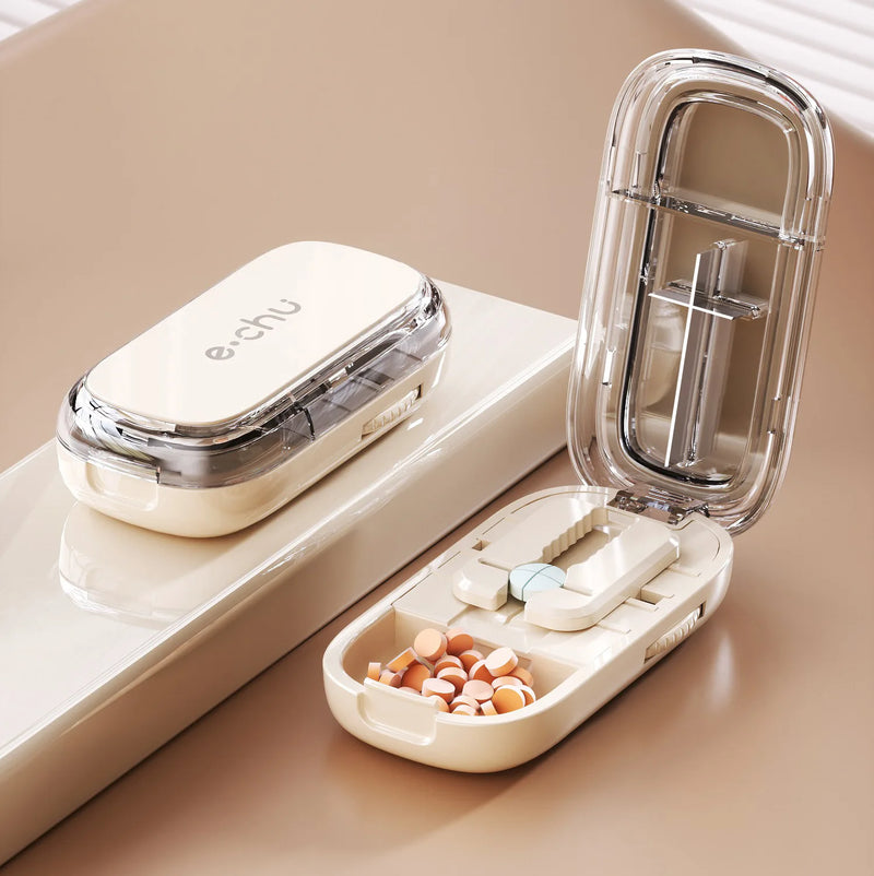 Portable Drug Tablet Medicine Dustproof Divider Organizer Crusher Pill Cutter