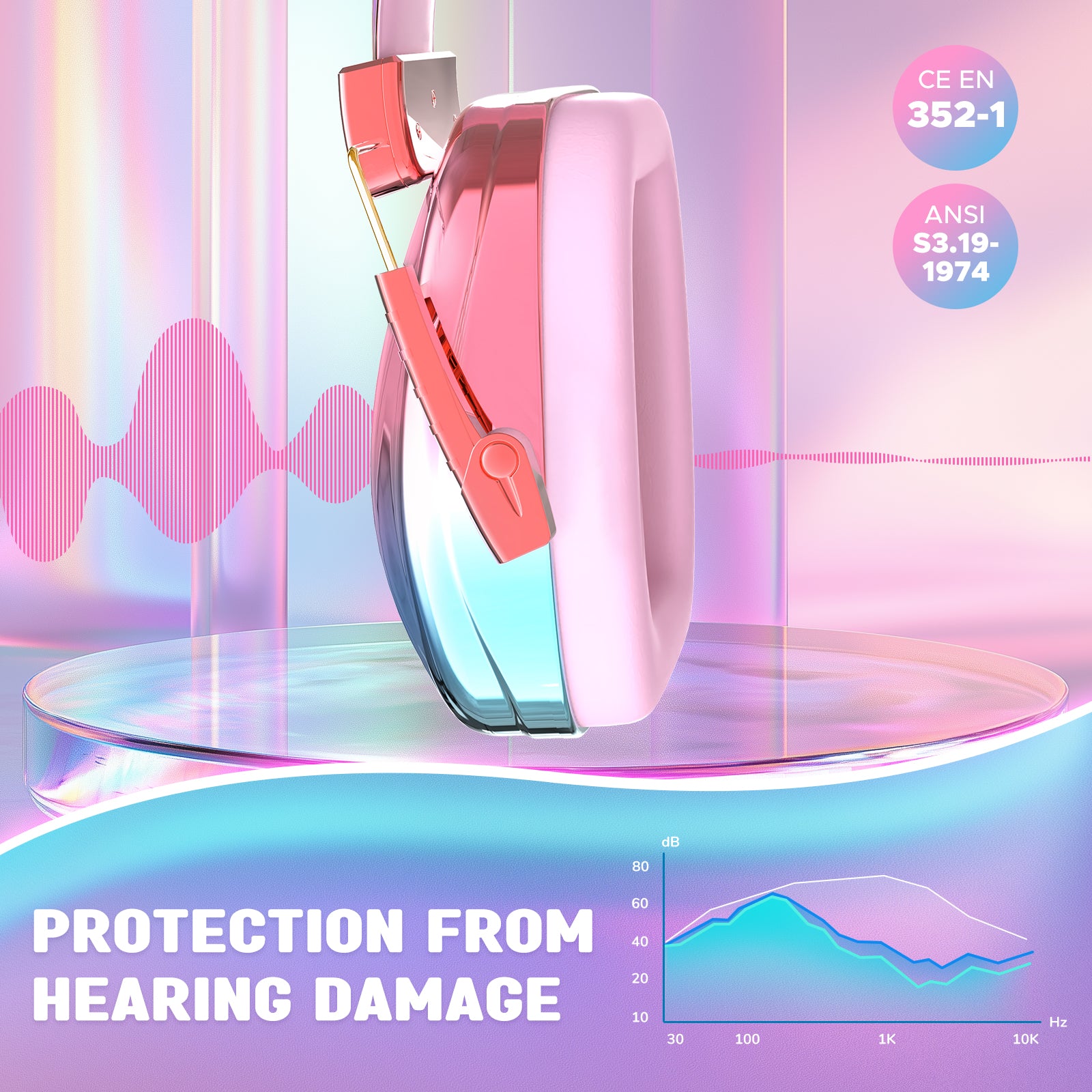 Fashionable Electroplated Earmuffs Kids Hearing Protector Anti-noise Headphones