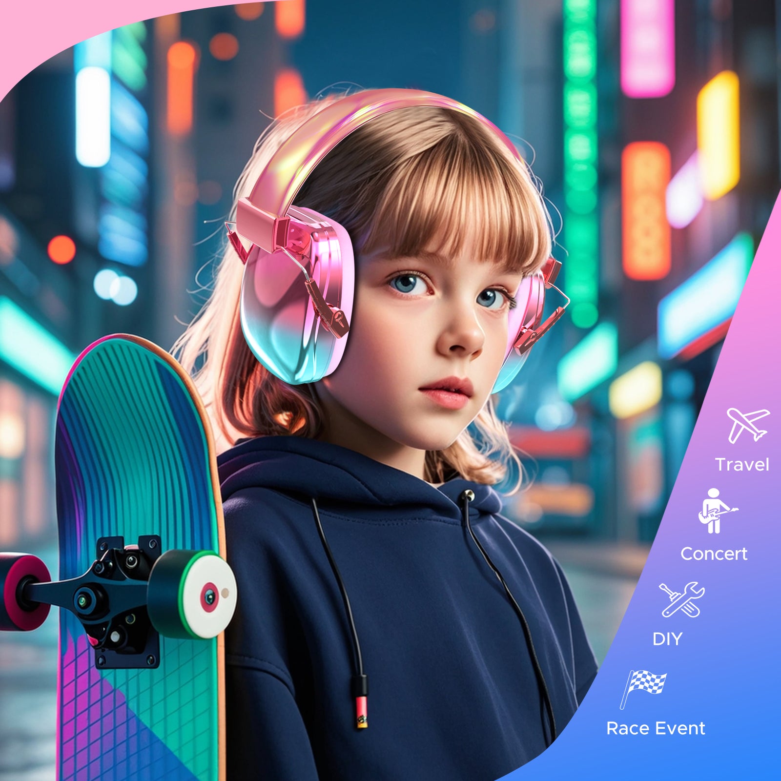 Fashionable Electroplated Earmuffs Kids Hearing Protector Anti-noise Headphones