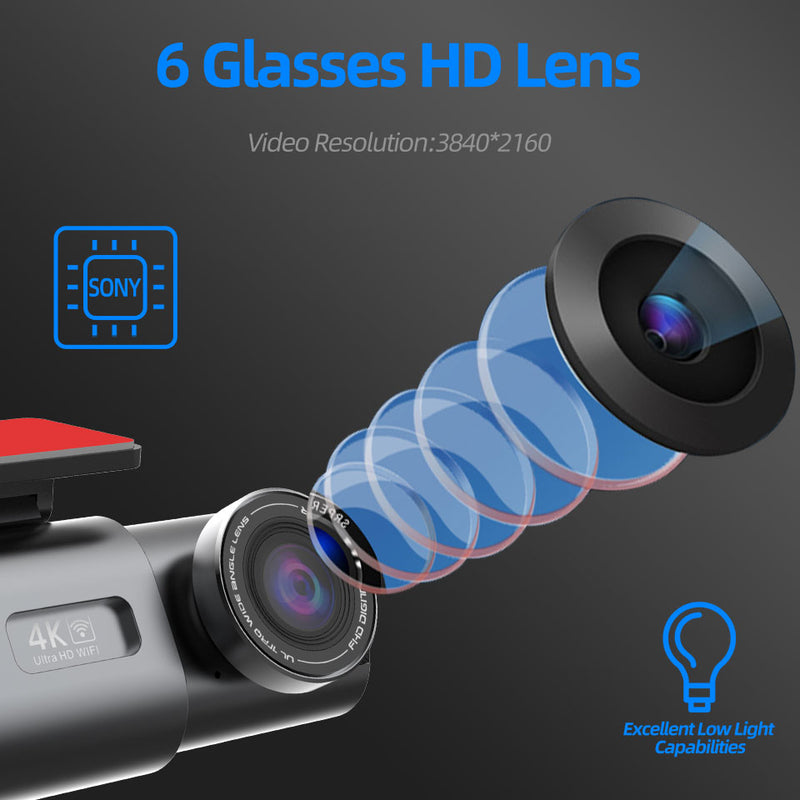 4K UHD Recording Car Camera DVR Night Vision Video Recorder