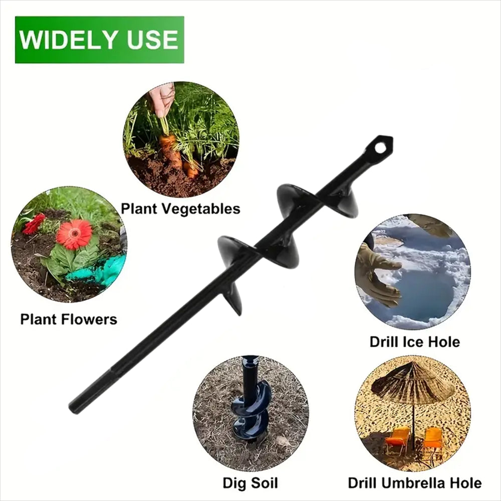 Garden Auger Spiral Drill Bit With 3/8" Hex Drive Drill